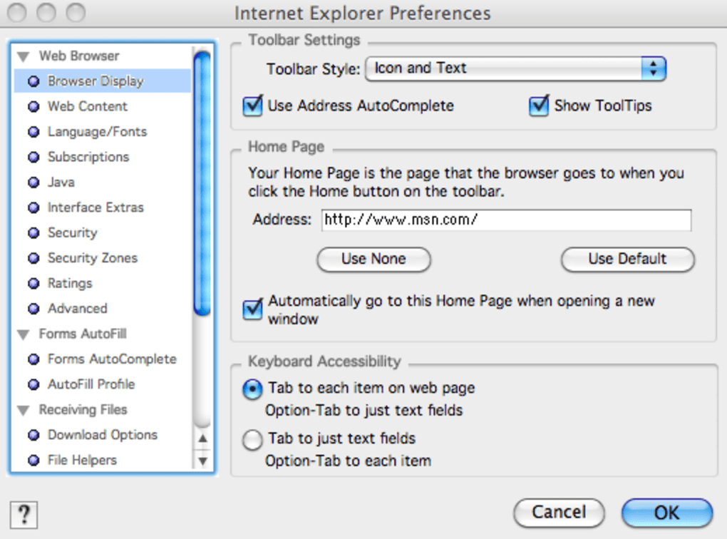microsoft internet explorer for mac os